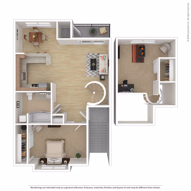 One Bedroom Loft (RM) Q203 floor plan